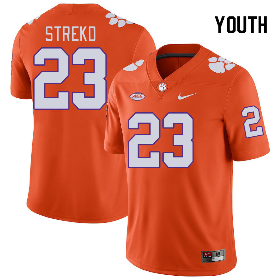 Youth #23 Peyton Streko Clemson Tigers College Football Jerseys Stitched-Orange